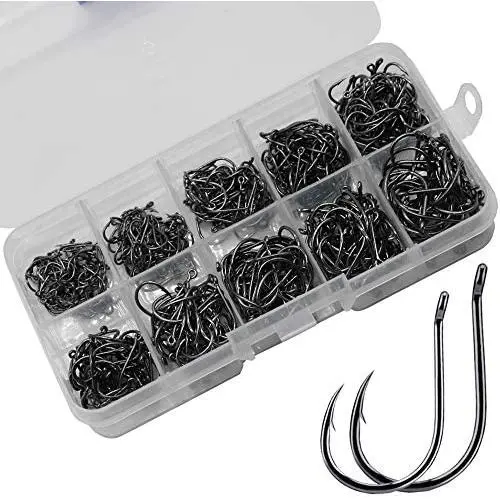 Drasry Fishing Hooks Set High Carbon Steel Jig Bait Sharp Fish Hook for Saltwater Freshwater Drasry Fishing Hooks Set High Carbon Steel Jig Bait Sharp Fish Hook for Saltwater Freshwater