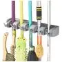 Home-Neat Mop and Broom Holder Wall Mount Garden Tool Storage Tool Rack Storage & Organization for the Home Plastic Hanger for Closet Garage Organizer Shed Organizer (5-position)
