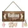 Hair Bow Holder with Hooks, Headband Holder, Personalized Hair Bow Holder, Baby Shower Gift, Flowers, Pink, Elegant, Hanger Full Name Hair Bow Holder with Hooks, Headband Holder, Personalized Hair Bow Holder, Baby Shower Gift, Flowers, Pink, Elegant, Hanger Full Name