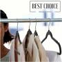 Premium Quality Velvet Hanger (Set of 50) - Ultra -Thin No Slip Velvet Suit Hangers - Swivel Hooks, Stronger Than Standard Velvet Hangers - Space Saving Clothes Hangers - Black