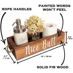 MAINEVENT Nice Butt Bathroom Decor Box, 2 Sides - Funny Gift, Funny Toilet Paper Holder Perfect for Farmhouse Bathroom Decor, Toilet Paper Storage, Rustic Bathroom Decor, or Diaper Organizer (Brown)