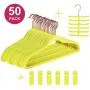 VECELO Premium Velvet Suit Heavy Duty (50 Pack) -Non Slip & Space-Saving Clothes Hangers with 6 Finger Clips and Tie Rack Excellent for Men and Women, Yellow