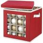 Whitmor Holiday Ornaments Storage Cube with 64 Individual Compartments - Made with Non-Woven Polypropylene Fabric - Transparent Cover for Easy Viewing - Removable Top and Convenient Handle