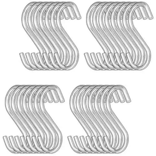 WENCHENG 100 Pcs 2.8 inch S Shaped Hooks Stainless Steel S Hooks, Sliver S Hooks Rack Hangers Heavy Duty S Hanging Hangers Hooks for Kitchen, Work Shop, Bathroom, Garden WENCHENG 100 Pcs 2.8 inch S Shaped Hooks Stainless Steel S Hooks, Sliver S Hooks Rack Hangers Heavy Duty S Hanging Hangers Hooks for Kitchen, Work Shop, Bathroom, Garden