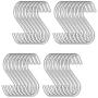 WENCHENG 100 Pcs 2.8 inch S Shaped Hooks Stainless Steel S Hooks, Sliver S Hooks Rack Hangers Heavy Duty S Hanging Hangers Hooks for Kitchen, Work Shop, Bathroom, Garden