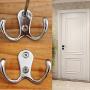 Rustic Coat Hooks Double Prong Wall Mounted 12 Packs with 28 Screws 20 LB Utility Hooks Heavy Duty Towel Hooks Retro Double Hooks for Coat, Scarf, Bag, Towel, Key, Cap, Cup (5# Silver 12 Pack)