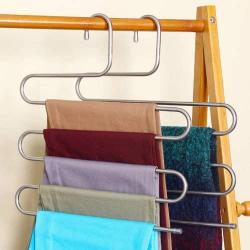 FidgetGear Clothes Pants Trouser Hanger Multi Layer Storage Rack Closet Space Saver S Shape