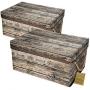 Livememory Storage Bins Stackable Storage Boxes with Lid and Handles for Office, Bedroom, Closet, Toys. Wooden Look (2 Pack)