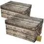 Livememory Storage Bins Stackable Storage Boxes with Lid and Handles for Office, Bedroom, Closet, Toys. Wooden Look (2 Pack)
