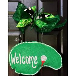 Putting Green Burlap Door Hanger-Golf Burlap Door Hanger-Golf Door Hanger- Golf Wreath-Putting Green Wreath-Door Decor