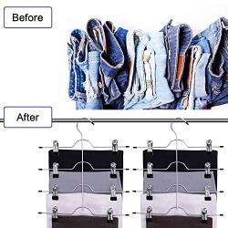 Moyeno Pant Hanger Clips Mens Pants Hangers Kids Pant Hangers, Pants Hanger Pants Hangers for Women Skirt Hangers Pant Hangers with Clips Skirt Hangers with Clips Space Saving 4 Pack