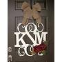 Custom Monogram Letter Wooden Door Hanger Wreath with flowers