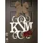 Custom Monogram Letter Wooden Door Hanger Wreath with flowers Custom Monogram Letter Wooden Door Hanger Wreath with flowers
