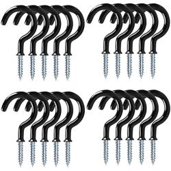 20 Pack Black Ceiling Hooks, 2.9 Inches Vinyl Coated Screw-in Ceiling Hooks Hanging Hooks, Plant Hooks Kitchen Hooks Cup Hooks Ceiling Hooks for Hanging