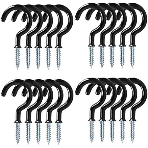 20 Pack Black Ceiling Hooks, 2.9 Inches Vinyl Coated Screw-in Ceiling Hooks Hanging Hooks, Plant Hooks Kitchen Hooks Cup Hooks Ceiling Hooks for Hanging