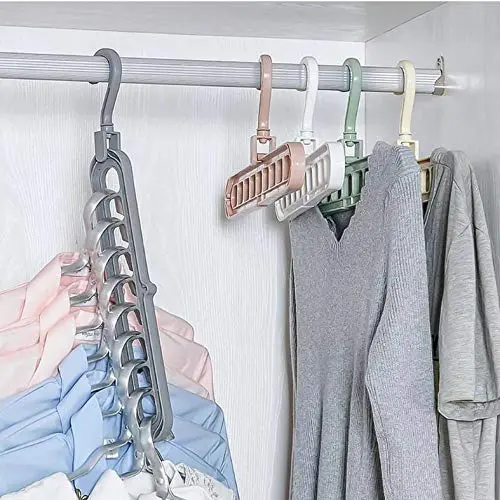 10pcs Creative 3D Space Saving Hanger Magic Clothes Hanger 9Hole Towel Hook Closet Organizer Storage Rack Color Random 10pcs Creative 3D Space Saving Hanger Magic Clothes Hanger 9Hole Towel Hook Closet Organizer Storage Rack Color Random