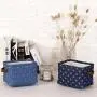 Hinwo 4L Mini Size Nursery Storage Bin Basket Collapsible Square Denim Fabric Storage Boxes Container Organizer with PU Leather Handles for Shelves & Desks, Set of 4, 7.9 x 6.3 x 5.5 inches Hinwo 4L Mini Size Nursery Storage Bin Basket Collapsible Square Denim Fabric Storage Boxes Container Organizer with PU Leather Handles for Shelves & Desks, Set of 4, 7.9 x 6.3 x 5.5 inches