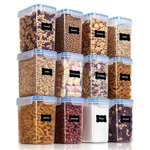 Vtopmart Airtight Food Storage Containers 12 Pieces 1.5qt / 1.6L- Plastic PBA Free Kitchen Pantry Storage Containers for Sugar, Flour and Baking Supplies - Dishwasher Safe - Include 24 Labels Vtopmart Airtight Food Storage Containers 12 Pieces 1.5qt / 1.6L- Plastic PBA Free Kitchen Pantry Storage Containers for Sugar, Flour and Baking Supplies - Dishwasher Safe - Include 24 Labels