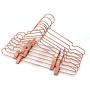 10PS 42cm Rose Copper Gold Shiny Steel Wire clothes Clips Hanger Coat Clothes Garment Hangers with Pants Bar Fit Closet Hangers