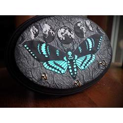Holo Deaths Head Hawkmoth Lunar Moon Phases Hand Made 3 Hook Jewelry Key Hanger Organizer