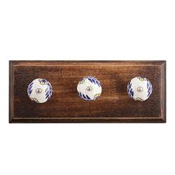 Indianshelf Handmade 1 Artistic Vintage Blue Wooden Leaf Crackle Key Hooks Holders/Key Hooks Wall Mounted