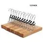 JS HANGER Wooden Pants Hangers, Wool Skirt Hangers Mark Free, 12 Pack Collection Slack Clamp Hangers with Anti-Rust Hooks, Natural Finish JS HANGER Wooden Pants Hangers, Wool Skirt Hangers Mark Free, 12 Pack Collection Slack Clamp Hangers with Anti-Rust Hooks, Natural Finish
