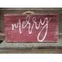 Vintage look MERRY new calligraphy Christmas Chalk Couture style old time font jute hanger antique style primitive style. weathered wood sign