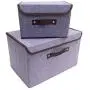 Foldable Storage Bins Storage Cubes Boxes with Lids and Handles Linen Fabric Durable Basket Containers Organizerfor Home, Office, Nursery, Closet, Bedroom, Set of [2-Size]