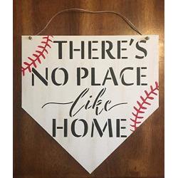 Baseball Home Plate Door Hanger, Theres No Place Like Home Baseball Wall Sign - Sports Decoration