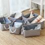 TheWarmHome Foldable Storage Basket with Strong Cotton Rope Handle, Collapsible Storage Bins Set Works As Baby Storage, Toy Storage, Nursery Baskets (Grey, 6Pack-11.8L7.9W5.2H)