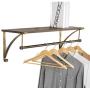 MyGift Wood & Antique Bronze-Tone Metal Wall Mounted Floating Shelf with Garment Hanger Rod