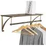 MyGift Wood & Antique Bronze-Tone Metal Wall Mounted Floating Shelf with Garment Hanger Rod MyGift Wood & Antique Bronze-Tone Metal Wall Mounted Floating Shelf with Garment Hanger Rod