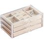 HerFav Jewelry Boxes for Women with 3 Drawers, Velvet Jewelry Organizer for Earring Bangle Bracelet Necklace and Rings Storage Clear Acrylic Jewelry case