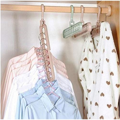 10PC Random Color Multi-Functional 9 Holes Clothes Hanger Skirt Shirt Coat Drying Hang Rack Wardrobe Decoration Space-Saving