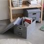 Superjare Updated File Boxes for Hanging Files, Set of 2, Storage Office Boxes with 60 lbs Weight Capacity, Durable MDF Board & Linen Fabric, File Storage Organizer for Letter/Legal - Grey