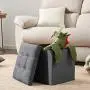 YOUDENOVA 15 inches Folding Storage Ottoman, Cube Storage Boxes Footrest Step Stool, Padded Seat for Dorm Living Room, Support 350lbs, Line Fabric Grey YOUDENOVA 15 inches Folding Storage Ottoman, Cube Storage Boxes Footrest Step Stool, Padded Seat for Dorm Living Room, Support 350lbs, Line Fabric Grey