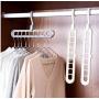 10pcs Random Color 9 Holes Clothes Hanger Plastic Storage Rack Wardrobe Clothing Organizer Coat Hook