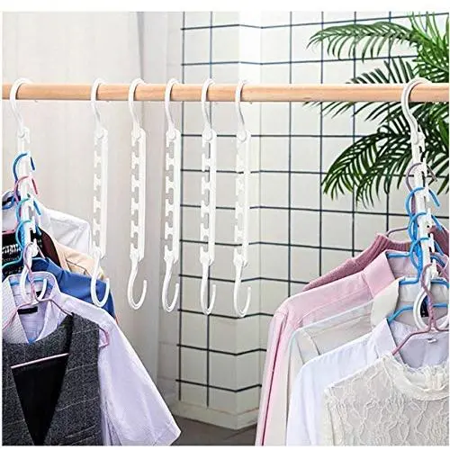 10pcs Magic Hanger Plastic Space Saving Hangers Multifunctional 5 Hooks Clothes Hanger Closet