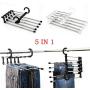 LFSHYP Clothes Hangers Newest Hot Fashion 5 in 1 Pant Rack Shelves Stainless Steel Multi-Functional Wardrobe Magic Hanger Black
