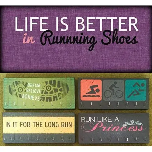 Race Medal Holder/Athletic Medal Hanger - LIFE IS BETTER IN RUNNING SHOES - Purple. Wood Wall Mounted Medal Organizer. CUSTOMIZATION Available Race Medal Holder/Athletic Medal Hanger - LIFE IS BETTER IN RUNNING SHOES - Purple. Wood Wall Mounted Medal Organizer. CUSTOMIZATION Available