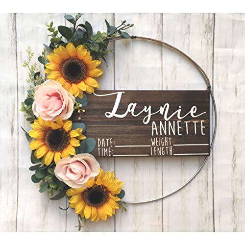Hospital Door Hanger - Floral - Sunflower - Baby Girl - Shabby Chic Hospital Door Hanger - Floral - Sunflower - Baby Girl - Shabby Chic