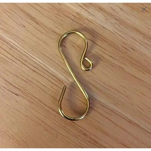 Handmade Gold Ornament Hooks, 1.25 inches long 16g wire set of 50 (heavy duty)