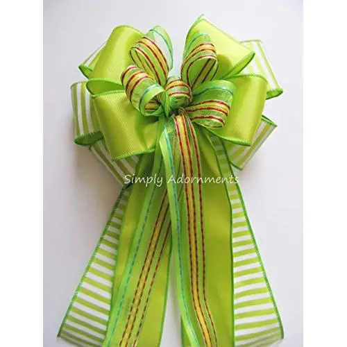 Lime Green Spring Wreath Bow Green Easter Door hanger Bow Easter Gift Basket Bow Spring Easter Swag Bow Green Bridal Shower Party Decorations