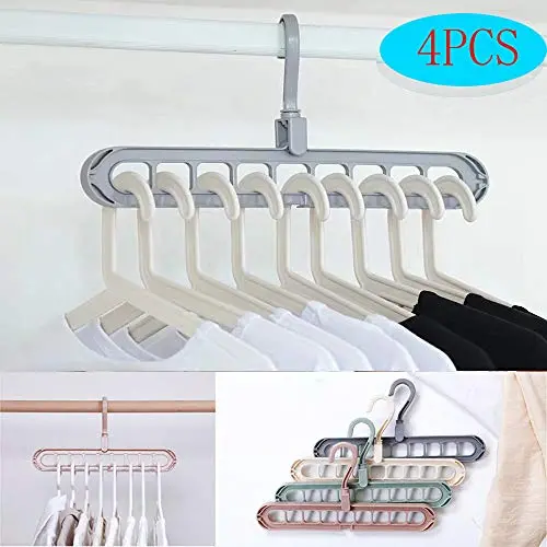FuZhen Magic Hangers Space Saving Clothes Hangers Organizer Smart Closet Space Saver Pack of 4 with Sturdy Plastic for Heavy Clothes(Grey) FuZhen Magic Hangers Space Saving Clothes Hangers Organizer Smart Closet Space Saver Pack of 4 with Sturdy Plastic for Heavy Clothes(Grey)