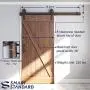 6ft Heavy Duty Sliding Barn Door Hardware Kit, 6ft Single Rail, Black, (Whole Set Includes 1x Pull Handle Set & 1x Floor Guide) Fit 36" Wide DoorPanel(Big Industrial Wheel Hanger)