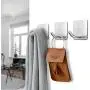 FOTYRIG Adhesive Hooks Heavy Duty Stick on Hooks Wall Hangers Waterproof Stainless Steel Towel Hanger Holder Sticky Hooks for Hanging Bathroom Kitchen Home-4 Packs