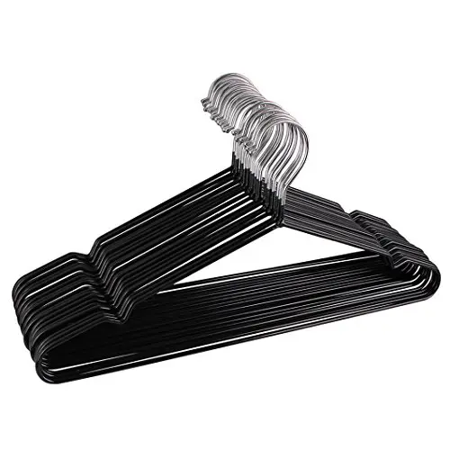 Kabudar Metal Hangers Non-Slip Suit Coat Hangers Chrome and Black Friction, Metal Clothes Hanger with Rubber Coating, 16 Inches Wide, Set of 20 (Black)