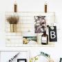 BULYZER Grid Wire Panel Board,Wall Picture Decoration for Room Clip Photo Holder Photograph Mat Hanging Art Display Frames Desk Storage Organizer,25.6 x 17.7‘’（2Pack） (Gold)