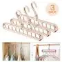 Magic 360 Degree Rotate Hangers Space Saving Clothes Hangers Organizer Smart Closet Space Saver Pack of 3 with Sturdy Plastic for Heavy Clothes Shirts Pants Coats Dresses (Beige)