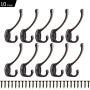Heavy Duty Dual Coat Hooks 10 Pack Wall Mounted Hooks Metal Hooks Dual Robe Hook Rustic Hooks Retro Double Hooks Coat Hanger and Screws for Coat/Backpack/Bag/Towel/Key/Cap (2# Red Copper 10 Pack)